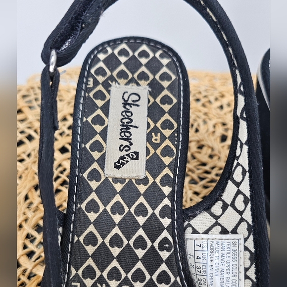 Sketchers Wedge Y2K Slingback Sandals Black Size 7 - Picture 10 of 13